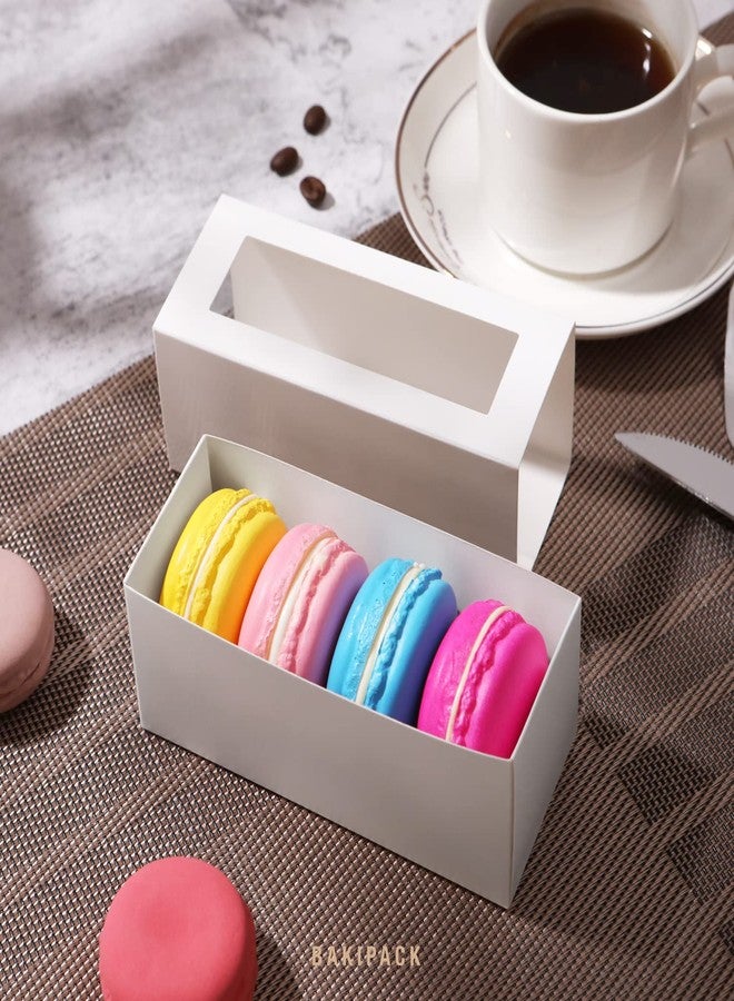 BAKIPACK 30 Macaron Boxes for 4 or 5 Macarons White Macaron Gift Boxes, Candy Boxes, Macarons Box with Clear Window (Interior Measurement 4.8" x 1.9" x 1.9" without Macaron inside) - Image 3